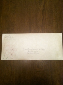 printed detail on envelope